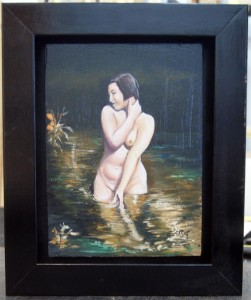 Desnudo en el estanque.Oleo/Tabla. Tamaño completo con moldura. 40x30 cm. 100,00. €