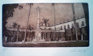 Plaza Ayuntamiento Almeria. Grabado. Aguatinta. 2013. 57x39 cm. No incluye moldura. Precio 45,00. €